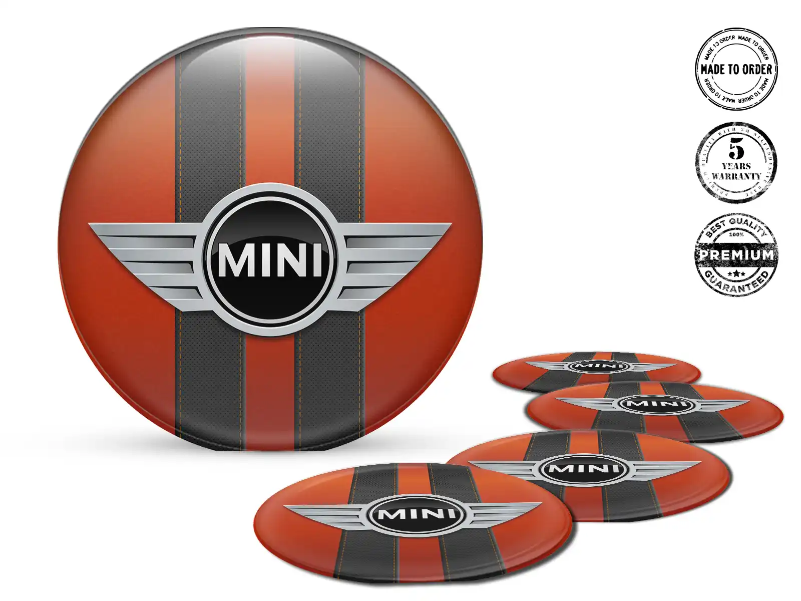 Mini Cooper Domed Label Style Premium Wheel Badges